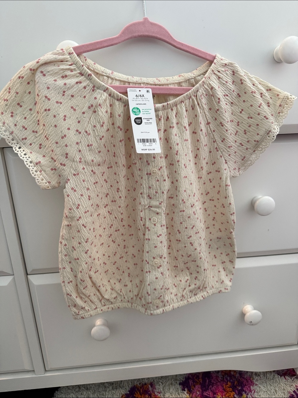Cherry Faux Button Down Top